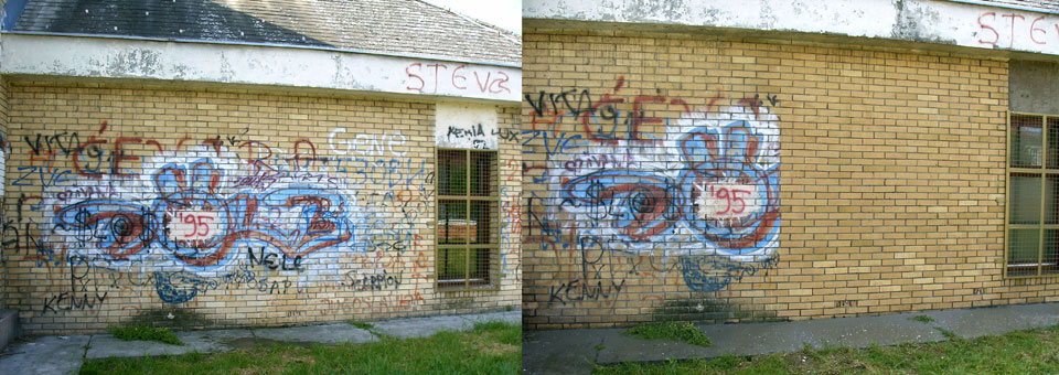 Osnovna škola - Sremski Karlovci, skidanje grafita sa fasadne cigle