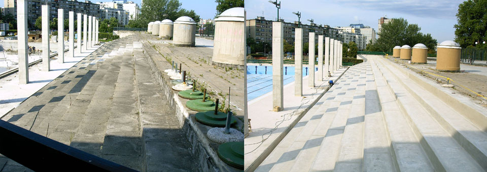 SPENS Novi Sad tribine otvorenih bazena - brušeni beton i njegova zaštita